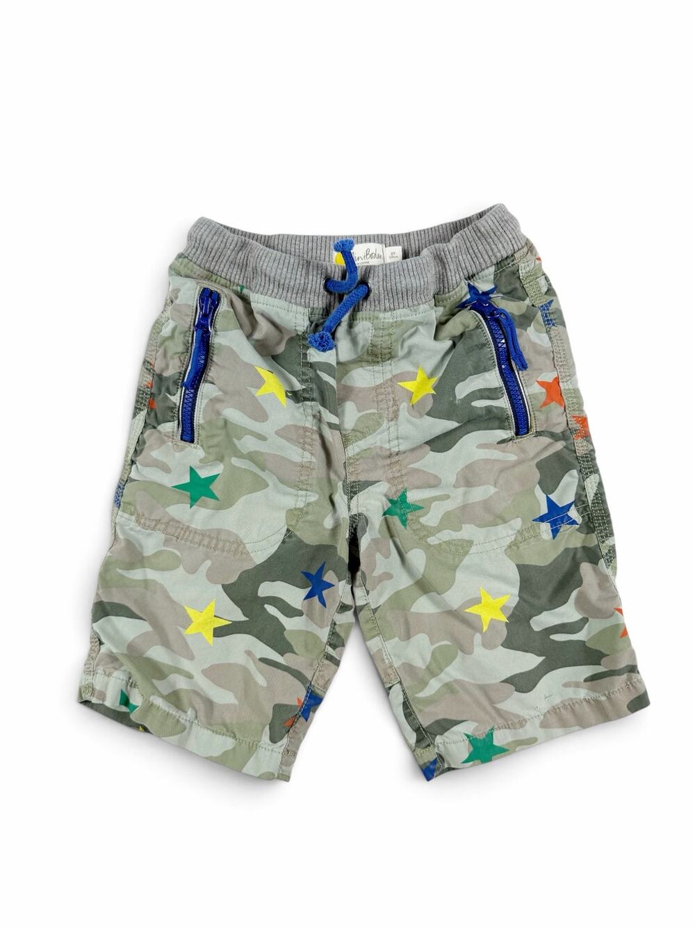Mini Boden Camo Star Techno Shorts Green Boys Size 8